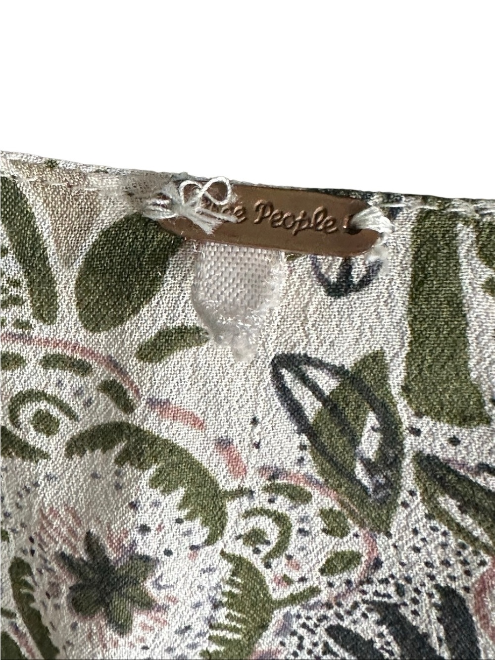 Free People Stealing Fire Floral Print Mini Dress in Cream and Green. Size Large - Picture 7 of 11